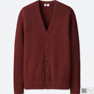 Uniqlo U WOOL V-NECK LONG-SLEEVE CARDIGAN BURGUNDY